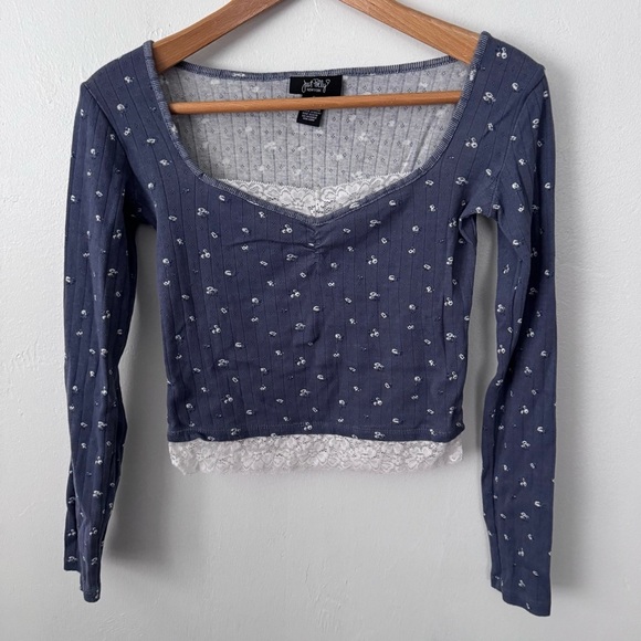 just polly new york long sleeve blue baby doll style top Size Small - Picture 1 of 4